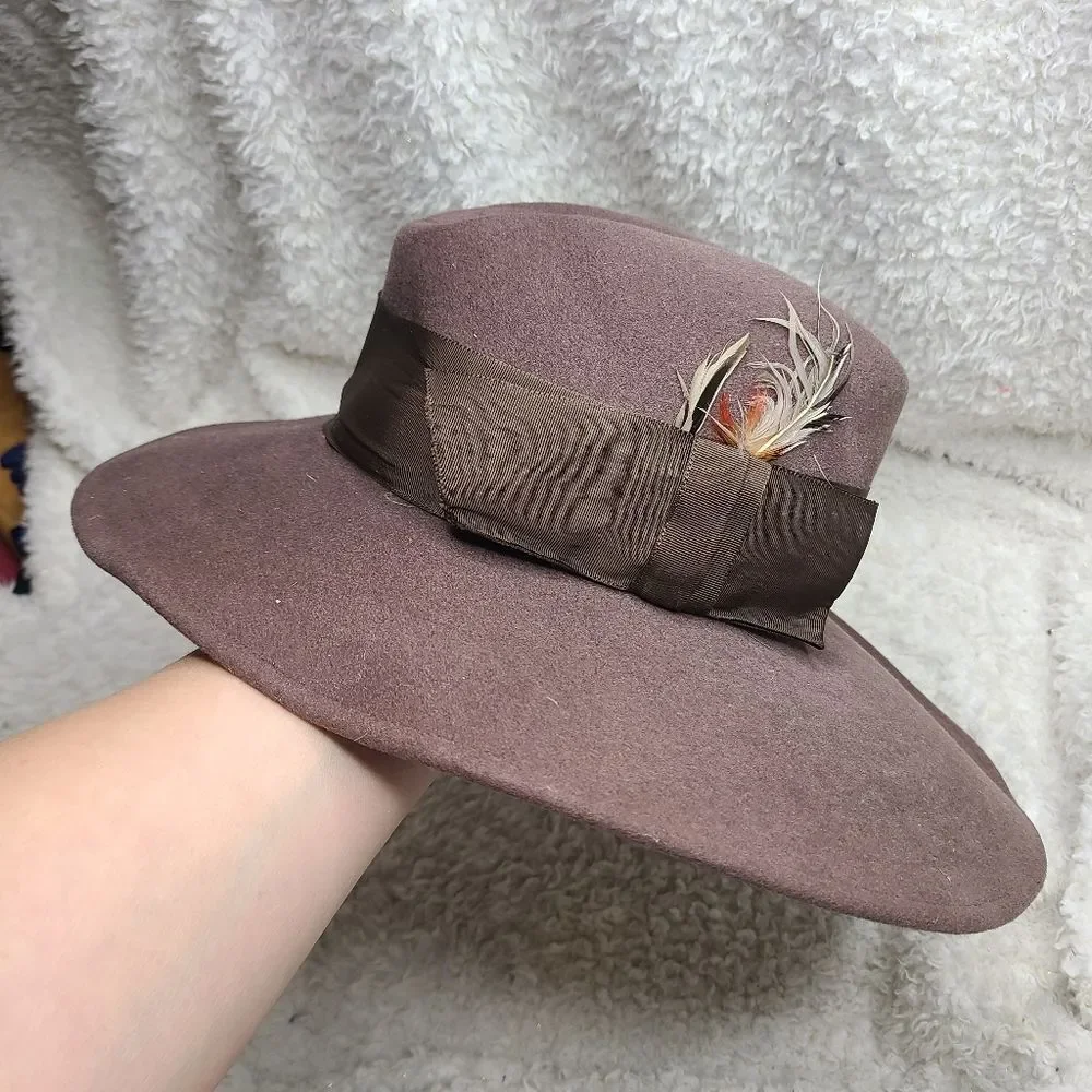 Adolfo ll 100%‎ Wool Tan Vintage Hat